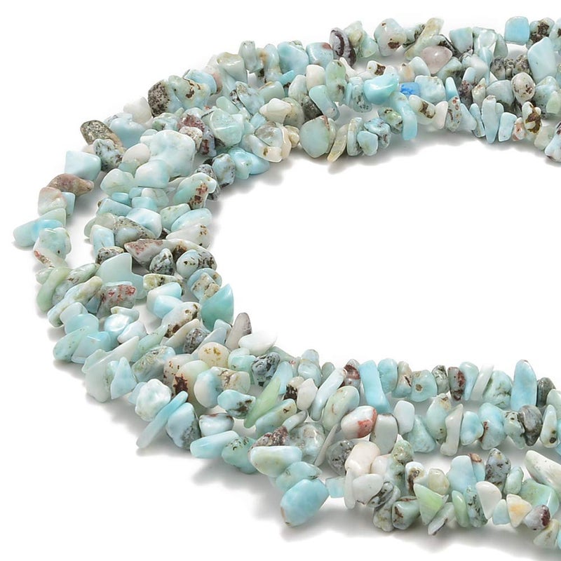 PLTbeads 5-8mm Natral Healing Gemstone Waist Bracelets Necklace Kit Irregular Stone DIY Crafts Design Jewelry Making 1 Strand per Bag Approxi 34 inch (Larimar Chips) - Image 1